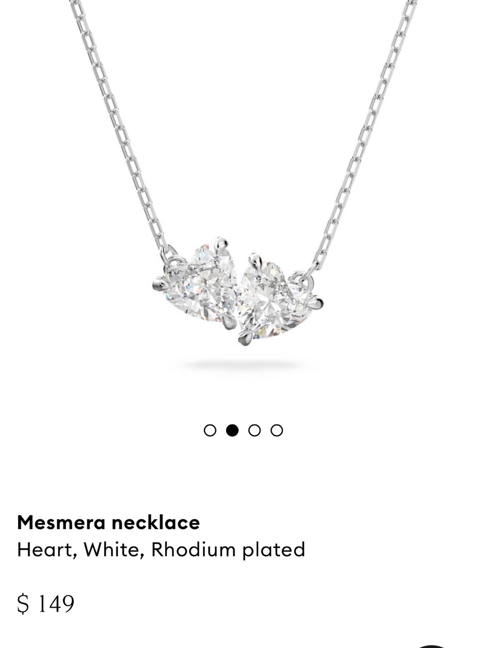Rhodium-Plated Heart Necklace in White